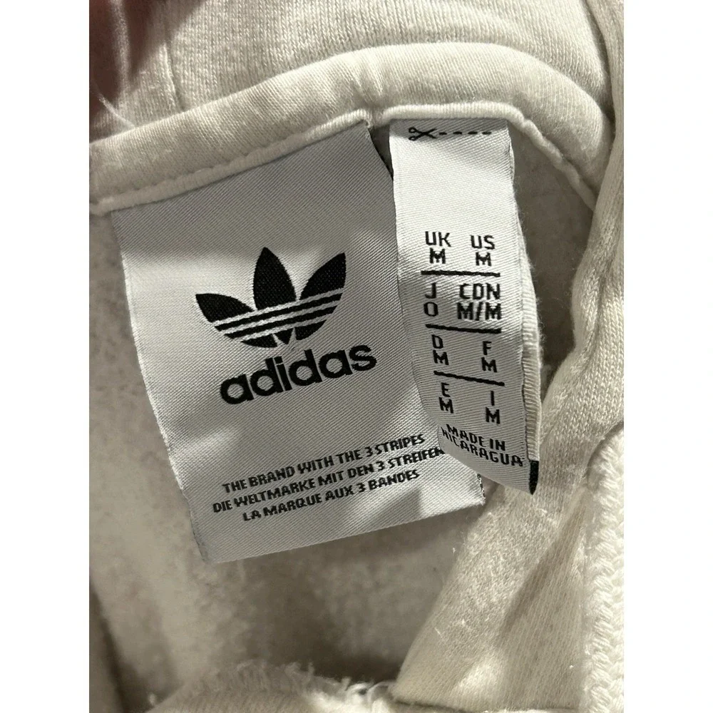 Adidas Originals Taped White Fleece Hoodie Men's Size Large